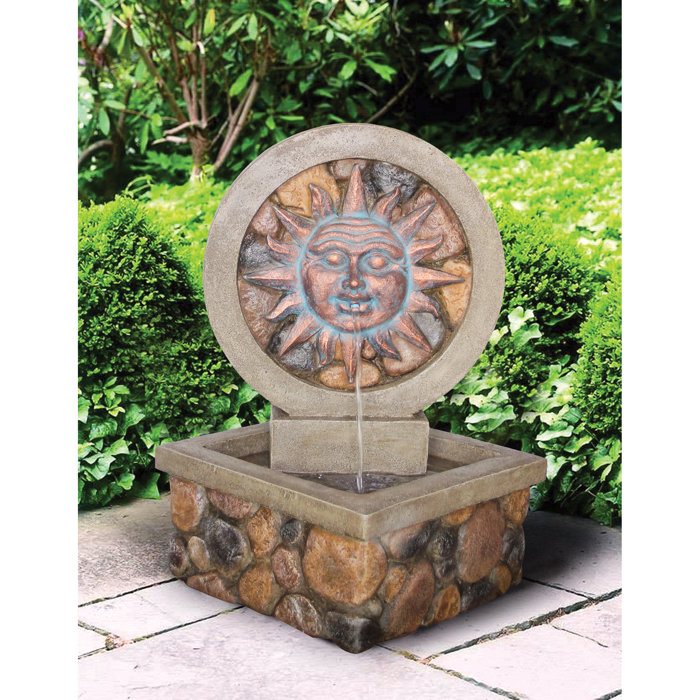 resin turtle cove cascading sculptural fountain with led light